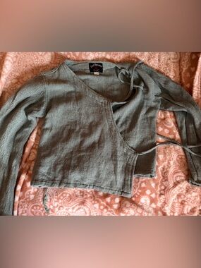 Love Tree Sage Wrap Knit Top - Long Sleeve